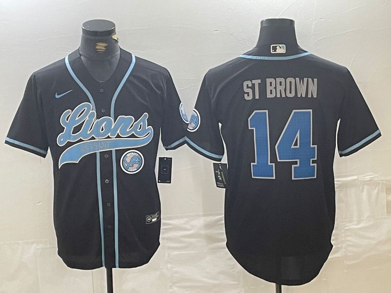 Men Detroit Lions #14 ST Brown Black Joint Name 2024 Nike Limited NFL Jersey style 3->detroit lions->NFL Jersey